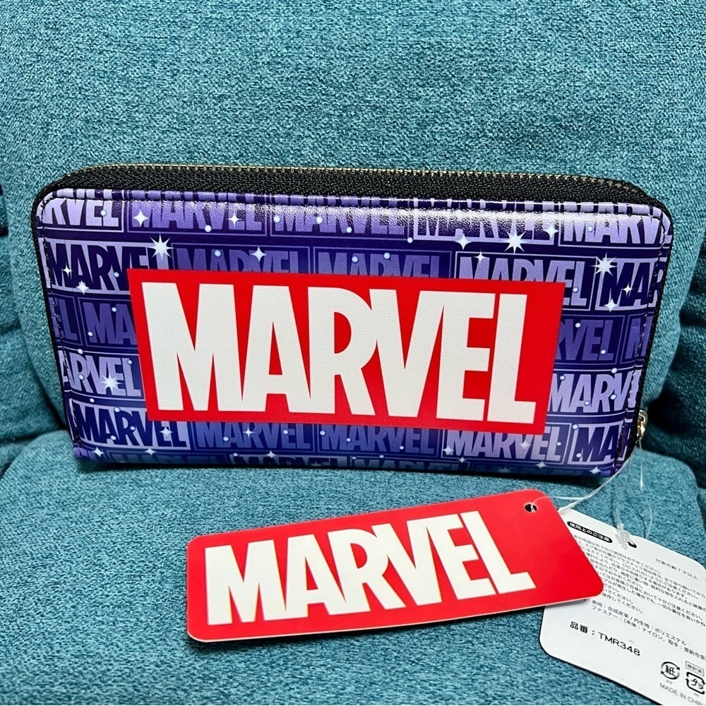 Marvel Purple/Red/White leather zip around Unisex Long Wallet